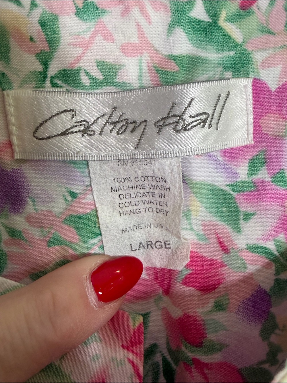 Vintage Carlton Hall 100% cotton floral house coat robe made in USA size large - Picture 4 of 7